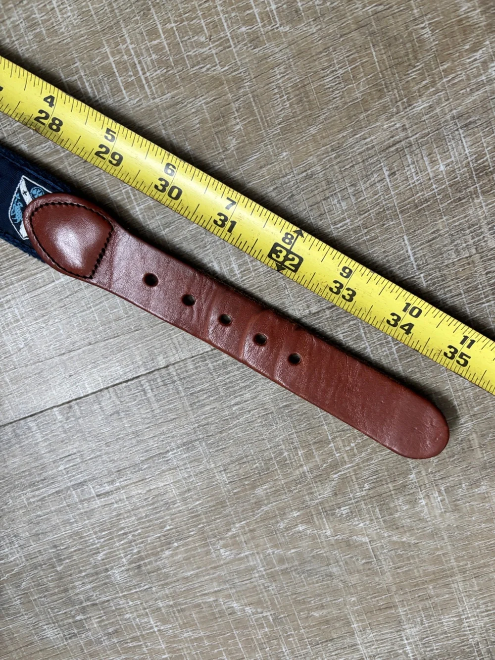 Leather Man Ltd Golf Country Club Belt Mens 32 Navy Blue Tan Leather Preppy